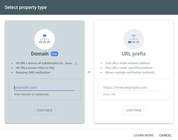 Overview of how to add your domain to Google Search Console